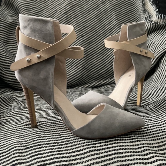 Joe’s Jeans dove gray suede nude ankle wrap heel - Picture 2 of 5